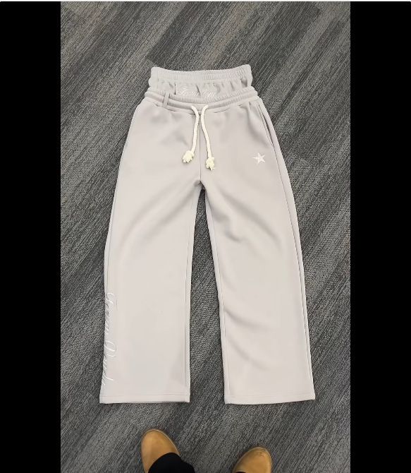 Men's Clothing Embroidered Two Piece Double Waist Sweatpants European And American Trendy Hip Hop Trousers Loose Drawstring Casual Trousers_viptrois.com