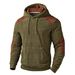 Pure Men's Fashion Casual Ribbed Army Green Patchwork Brown Design Elegant Hooded Sweatshirt Suitable_viptrois.com