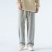 Korean-Style Straight-Leg Sweatpants For Men – 95% Polyester High-Waisted Relaxed Fit Pants (Lightweight, Minimalist, Drawstring Waist, Black/Grey)_viptrois.com