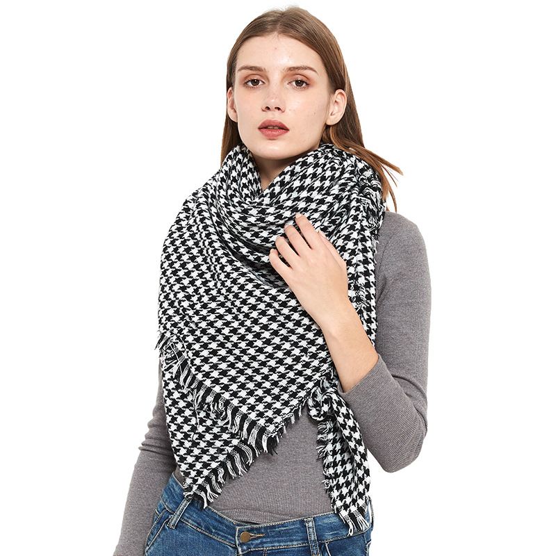 Unisex Spring and winter women's shawls black and white thousand birds square scarf scarf_viptrois.com