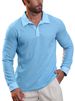 Men's Waffle Knit Polo Shirt - Long Sleeve Casual T-Shirt For Autumn, Comfortable & Stylish_viptrois.com