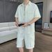 Men's Big & Tall Cargo Style Short Sleeve Shirt And Shorts Set, Relaxed Fit Summer Two-Piece Outfit Versatile Two-Piece Coordination_viptrois.com