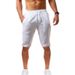 Men's Casual Elastic Waist Drawstring Shorts Summer Cotton Black Beige Loose Fit Elegant Beach Going Out Mid Waist Short Length_viptrois.com