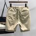 Men's Clothing Loose Casual Khaki Outer Wear Elastic Waist Stretch Denim Shorts_viptrois.com