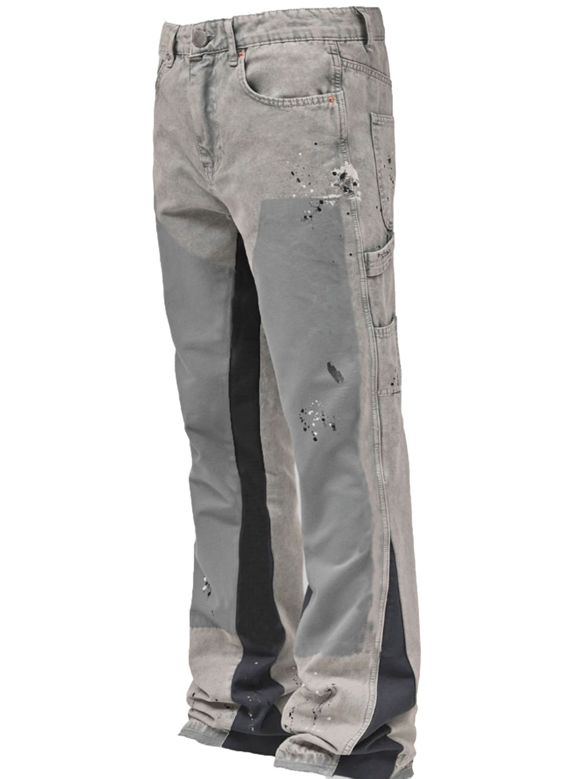 Men's Denim Overalls European And American Fashion Ins Overalls Style Elastic Patch Denim Layered Flared Pants_viptrois.com