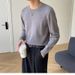 Autumn/Winter Knitted Men's Solid Color Inner Round Neck Long Sleeve T-shirt Sweater_viptrois.com