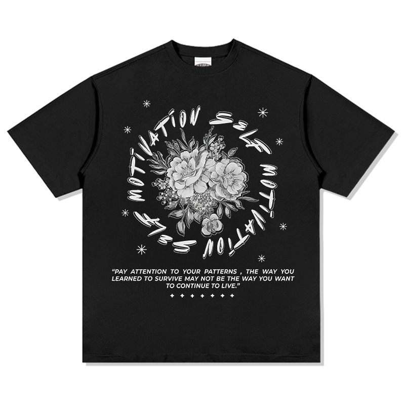 Floral Digital Print American Style Versatile Short Sleeve T-Shirt Vintage Loose Trendy Unisex Top_viptrois.com