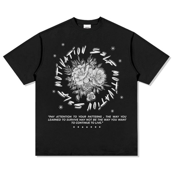 Floral Digital Print American Style Versatile Short Sleeve T-Shirt Vintage Loose Trendy Unisex Top_viptrois.com