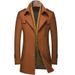 Men's Wool Wool Trench Coat Scarf Collar Mid Length Wool Coat Jacket_viptrois.com