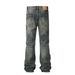 11Kn American Denim Street Trendy Men's Loose Straight With Worn-Out Feet, Washed Water Casual Wide Leg Pants_viptrois.com