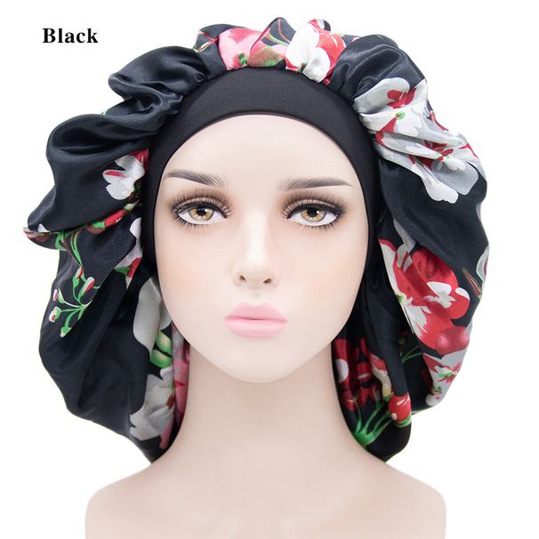 Exclusive New Printed Satin Sleeping Cap Elastic Elastic Beauty Perm Cap Confinement Cap Hair Care Cap_viptrois.com