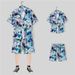 Men's Clothing Brand Flower Shirt Men's Summer Casual Sports Suit Short Sleeved Shorts Two Piece Complete Set For Boys_viptrois.com