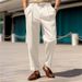 Men's Formal Straight Leg Trousers Mid Waist Button Detailing Plain Color Comfortable Outdoor Everyday Fashion Dress Wholesale_viptrois.com