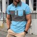 Men's Clothing Casual POLO Shirt Pocket Button Long Placket Lapel Striped Color Matching Splicing T Shirt_viptrois.com