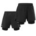 Cross Border Outdoor Sports Shorts Men's Double Layer Two Piece Quick Drying Anti Exposure Professional Running Pants Fitness Three Quarter Pants_viptrois.com