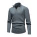 Autumn Winter Men's Knitted Half Zipper Stand Collar Solid Color Fashion Vertical Striped Sweater For Men_viptrois.com