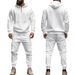 Men's Heavyweight Fleece Hoodie & Jogger Set - Winter Casual Lounge Wear, Soft Polyester Blend, Relaxed Fit (S-XXXL, Black/Grey/Navy/Red_viptrois.com