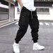 Men's Cargo Pants With Multi-Pocket Design, Loose Fit, Elastic Cuffs, Comfortable Polyester Trousers For Casual Wear_viptrois.com