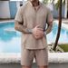 Men's Clothing Summer New Style Henry Stand Up Collar Open Tube Sports Breathable Casual Men's Suit_viptrois.com