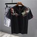 2025 Summer New T-shirt Men's Embroidery Short-sleeved Round Neck Loose Half-sleeved Casual Trendy Handsome Top_viptrois.com