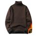 Pure Autumn Winter High Collar Solid Color Men Slim Fit Fleece Lined Warm Pullover Knitted Sweater Versatile Base Laer_viptrois.com