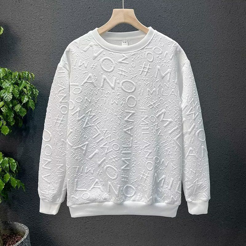 Autumn new trend men's fleece fabric street style fashion versatile hoodie trendy round neck_viptrois.com
