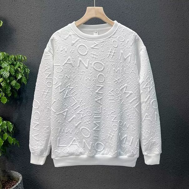 Autumn new trend men's fleece fabric street style fashion versatile hoodie trendy round neck_viptrois.com