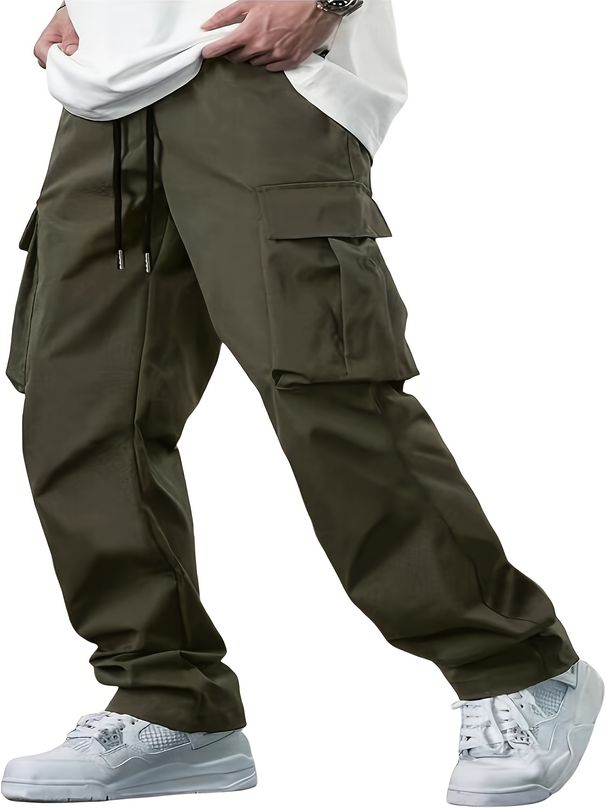 2025 Woven Fabric, New Hot Sale, Single Color, Loose Stock, Ordinary, For Men, Loose, Straight Hose, Workwear, Cordless, Multiple Pockets_viptrois.com