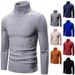 Men's Slim Fit High Neck Sweater – Korean Style Stretch Knit Pullover For Autumn & Winter (M-XXXL) – Breathable Polyester Blend Casual Turtleneck_viptrois.com
