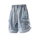 Summer Men's Five Point Denim Shorts Workwear Style Versatile Casual Elastic Waistband_viptrois.com