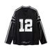 Men's Clothing Retro Letter Print Mesh Jersey Long Sleeved T Shirt Couple Loose Hiphop Top_viptrois.com