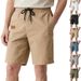 Men's Solid Color Twill Summer Pants Style Thin Breathable Casual Loose Shorts For Beach Sports_viptrois.com