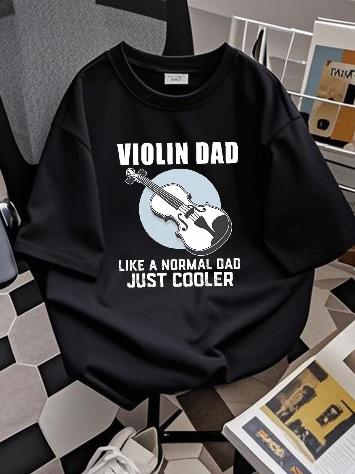 Violin Shirt For Dad, Mens Violinist Gift, Violin Player, Like A Normal Dad Just Fashion Stylish Top For Everyday Wear Streetwear Stretched_viptrois.com