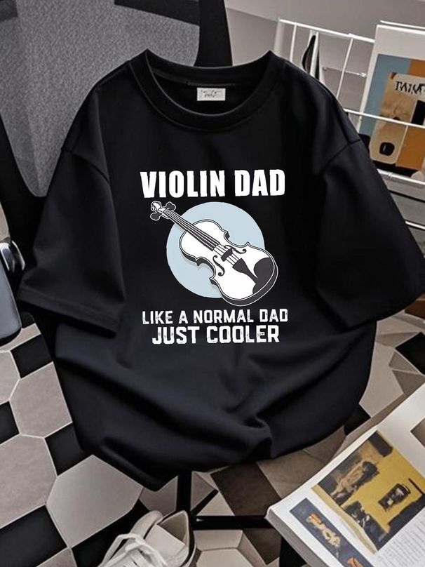 Violin Shirt For Dad, Mens Violinist Gift, Violin Player, Like A Normal Dad Just Fashion Stylish Top For Everyday Wear Streetwear Stretched_viptrois.com