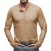 Men's Casual Long Sleeve Button-Up T-Shirt - Classic Round Neck Solid Color Top For Outdoor & Daily Wear_viptrois.com