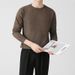 Loose Solid Color Pullover Long Sleeved Sweater Men's Base Shirt Round Neck Inner Knit Sweater_viptrois.com