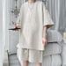 Men's Clothing Pattern Short Sleeved T Shirt Waffle Knit Short Sleeve T-Shirt & Shorts Set – Oversize Unisex Casual Outfit, Trendy & Comfortable_viptrois.com