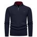 Men's Ribbed Knit Sweater – Half-Zip Mock Neck Pullover (Thermal Insulated, Stretch Comfort, Machine Washable, Winter Casual & Smart Wear)_viptrois.com
