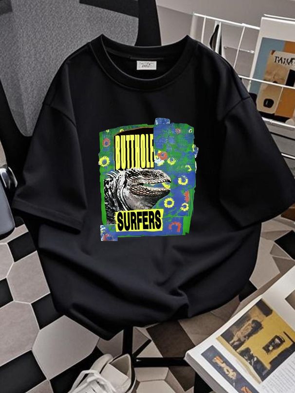 Vintage Butthole Surfers Iguana Lollapalooza Rock White Men T Shirt S 5XL Top For Everyday Wear Homme Streetwear Fashion Casual Stretched_viptrois.com