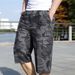 Summer New Men's Multi-Pocket Capri Pants Plus Size Camouflage Cargo Loose Fit Shorts_viptrois.com