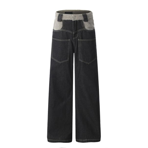 Men's Clothing Retro Scimitar Jeans For Men Spring And Autumn Wool Stitching Design Pants Cleanfit Flared Trousers_viptrois.com