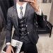 Men's Clothing slim fit dark pattern men's two button suit three piece suit spring and autumn style gentleman men's suit vest pants_viptrois.com