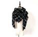 Unisex Black White Plaid Square Scarf Shawl_viptrois.com