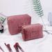 Makeup Tools & Accessories Velvet Cosmetic Bag, Large Capacity Portable Toiletry Bag, Embroidered Stripes, High Value Bridesmaid Storage Bag_viptrois.com