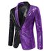 "Men's Sequin Blazer Suit - Slim Fit Performance Dress Coat For Nightclub, Host, And Studio Events (Black & Red/Black & Silver_viptrois.com