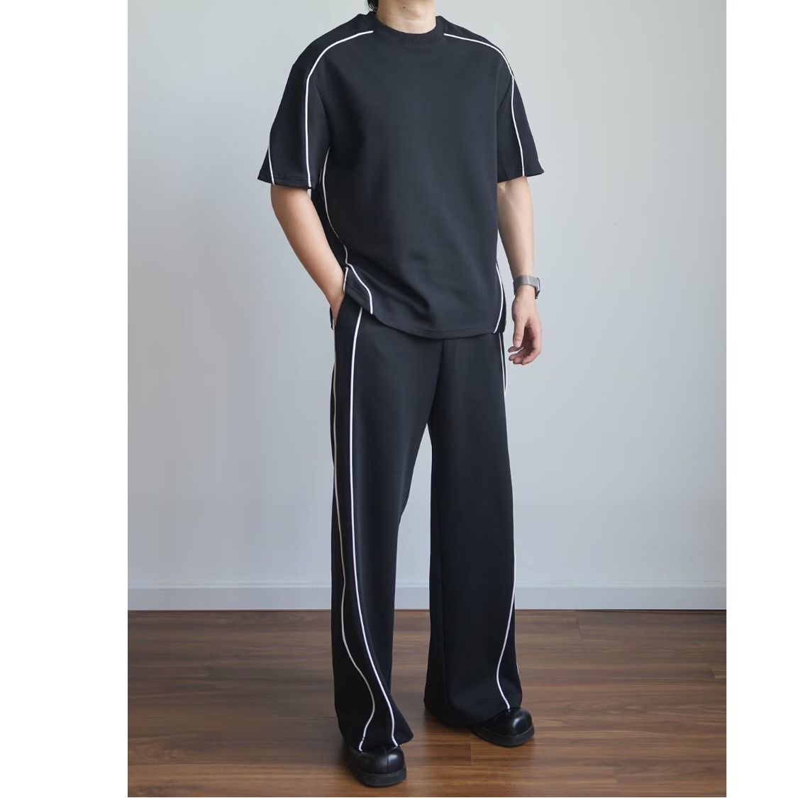 Men's Clothing Casual Suit Short Sleeved Trousers Mopping Pants Loose And Handsome Sports Complete Set_viptrois.com