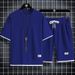 Men's Clothing Waffle Casual Suit Ice Silk Short Sleeved T Shirt Set With Handsome Large Size Sports Suit_viptrois.com