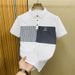 2024 New Polo Shirt Men's Short-sleeved Trendy Brand Splicing Slim-fitting Lapel Half-sleeved Casual Versatile Design Top_viptrois.com