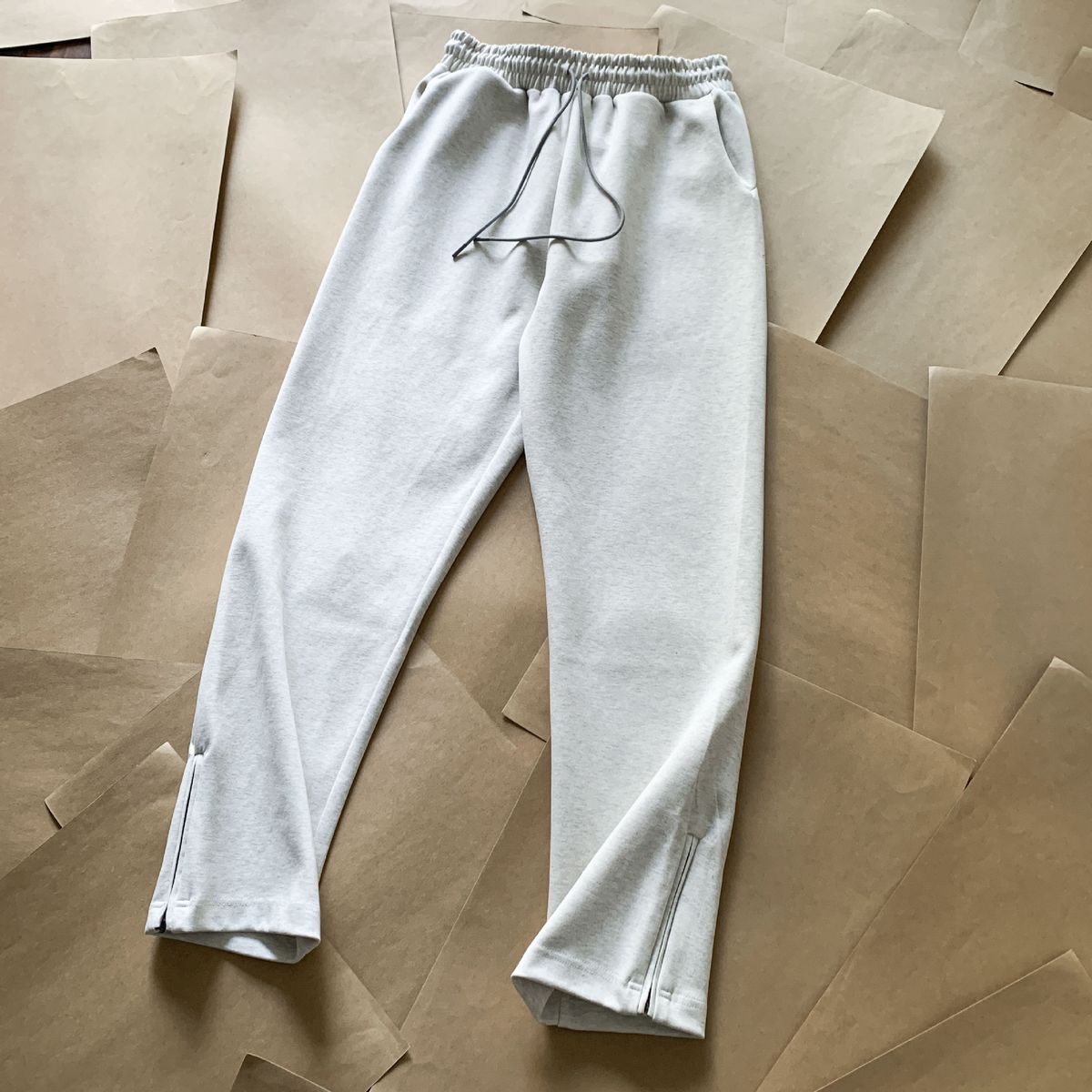 Men's Clothing Straight Ad Double Sided Solid Color Basic Zipper Slit Casual Versatile Sweatpants Easy Pants_viptrois.com