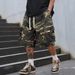 Men's Military Camo Shorts – Quick-Dry Polyester, Loose Fit Outdoor Workwear With Adjustable Drawstring (Bright Green/Gray/Dark Green/Black_viptrois.com